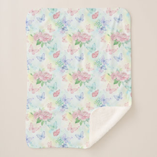 Elegant Butterfly Seamless Print Sherpa Blanket