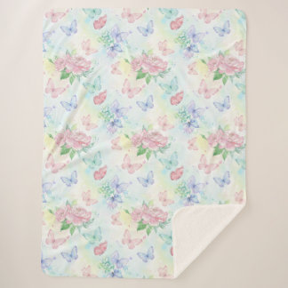 Elegant Butterfly Seamless Print Sherpa Blanket