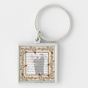 Elegant Butterfly Square Silver Key Chain