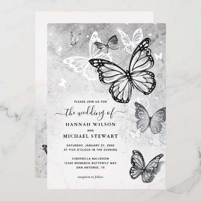Elegant Butterfly Wedding Real Silver (Front/Back)