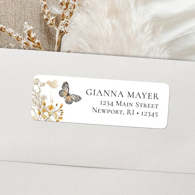 Elegant Butterfly Wildflower Graduation (Elegant Butterfly Wildflower Graduation Label)