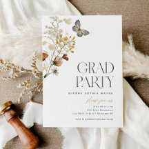 Elegant Butterfly Wildflower Photo Graduation