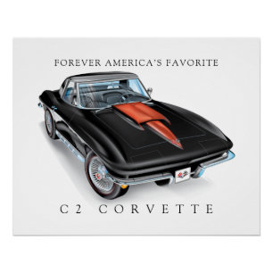 ELEGANT C-2 VETTE ILLUSTRATION POSTER
