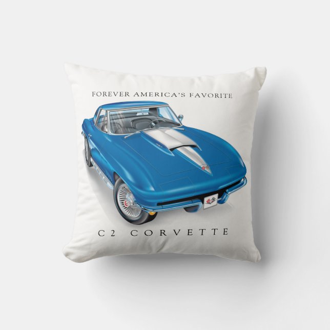 ELEGANT C-2 VETTE ILLUSTRATION THROW PILLOW (Front)