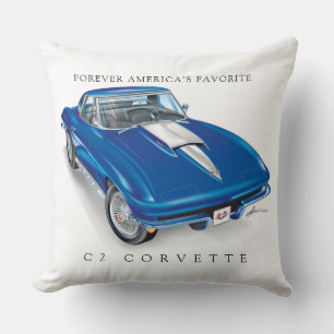 ELEGANT C-2 VETTE ILLUSTRATION THROW PILLOW