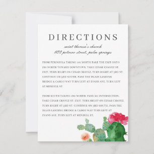 Elegant Cactus Garden   Wedding Directions Card