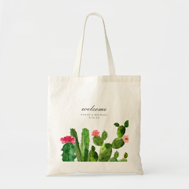 Elegant Cactus Garden  | Wedding Tote Bag (Front)
