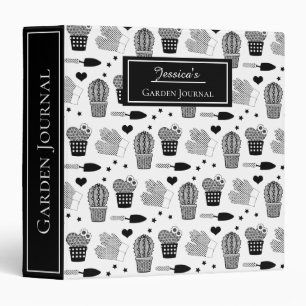 Elegant Cactus Pattern Personalised Garden Journal Binder