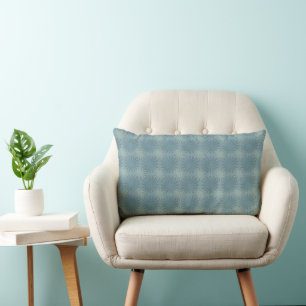 Elegant Cadet Grey Cyan Bluish Daisy Floral Motif Lumbar Pillow