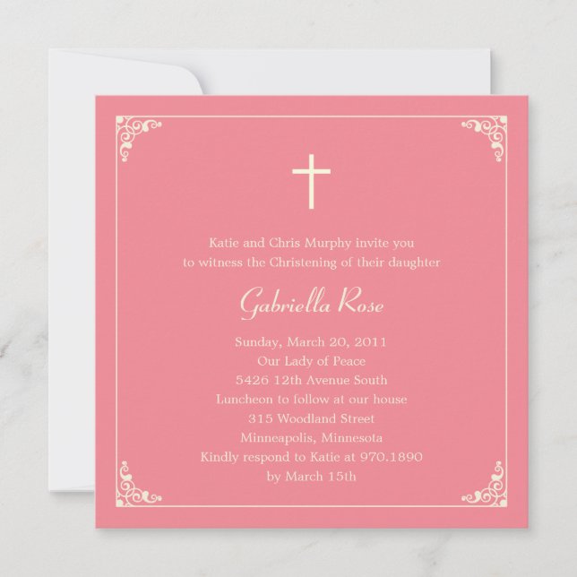 Élégant cadre Baptême / Invitation Christening (Devant)