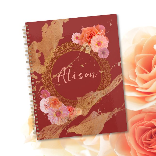 Elégant cadre doré en damas floral personnalisé (Créateur téléchargé)