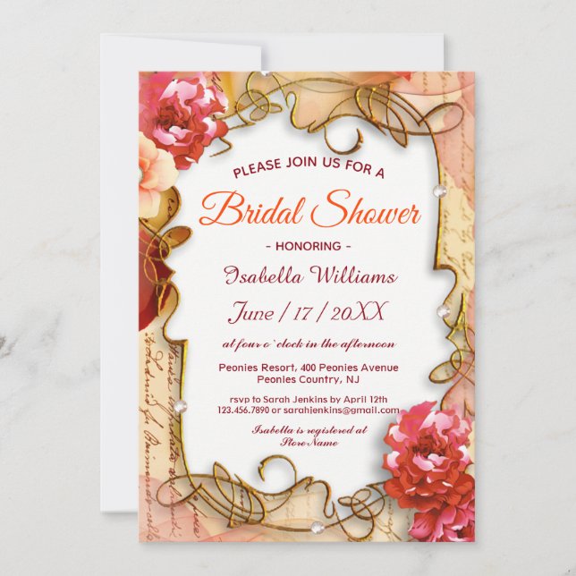 Elégant cadre Floral Boho Bridal Shower Invitation (Devant)
