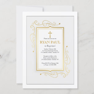 Elégant cadre Or Invitation religieuse