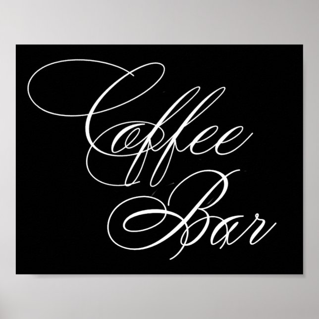 Élégant Café Bar Script blanc | Tableau horizontal (Devant)