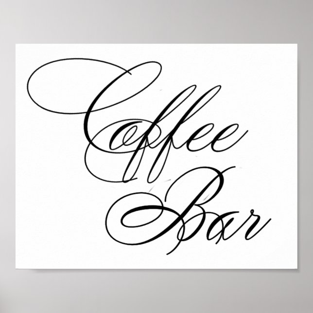 Élégant Café Bar Script noir | Tableau horizontal (Devant)