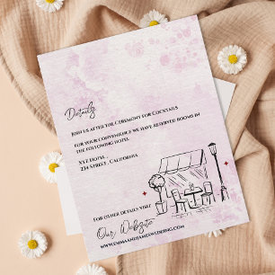 Elegant Café Illustration Wedding Details Enclosure Card