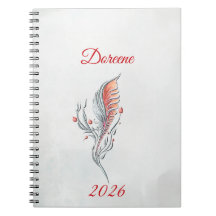 Elegant cahier Floral aquarelle à plumes 