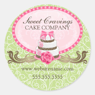Elegant Cake and Swirls Bakery Box Seals