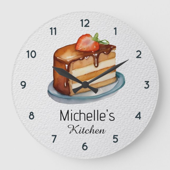 Elegant Cake Baker Pastry Chef Personalized        Large Clock (Front)