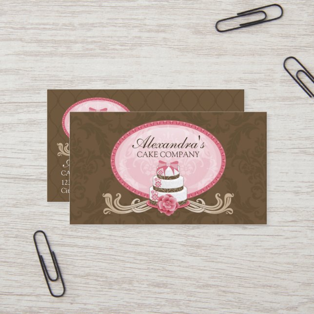 Elegant Cake Bakery Business Card (Front/Back In Situ)