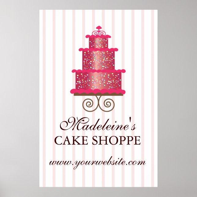 Elegant Cake Custom Bakery Business Poster (Front)