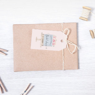 Elegant Cake Pastel Script Font Bridal Shower Gift Tags