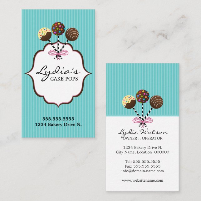 Elegant Cake Pops Bakery Business Card (Front/Back)