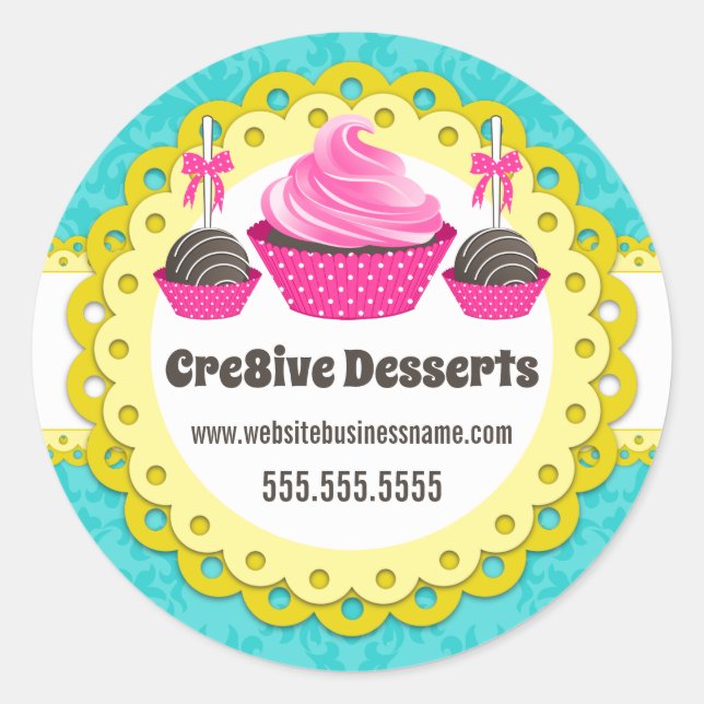 Elegant Cake Pops Cupcake Bakery Packaging Seals (Front)