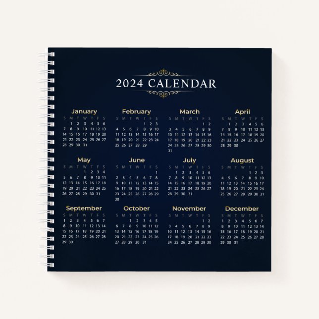 Élégant Calendrier Gold et Blue 2024 | CARNET (Devant)