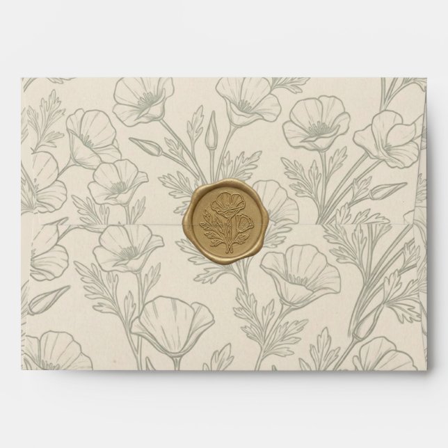 Elegant California Poppy Patterned Envelope (Back (Top Flap))