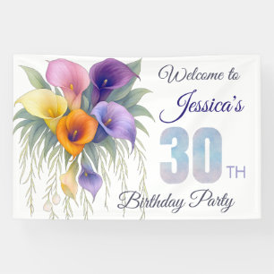 Elegant Calla Lily 30th Birthday Milestone Banner