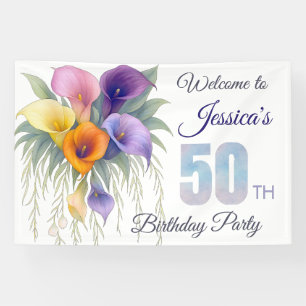 Elegant Calla Lily 50th Birthday Milestone Banner