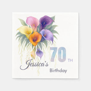 Elegant Calla Lily 70th Birthday Milestone Napkin