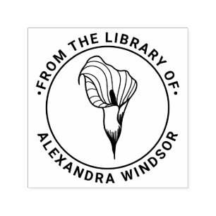 Elegant Calla Lily Bloom Library Book Name Self-inking Stamp