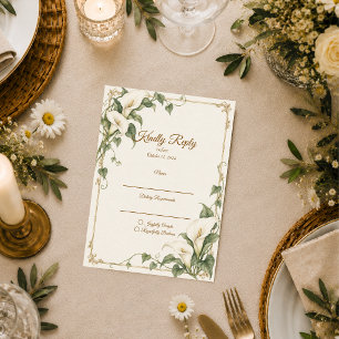 Elegant Calla Lily Botanical Wedding RSVP Card
