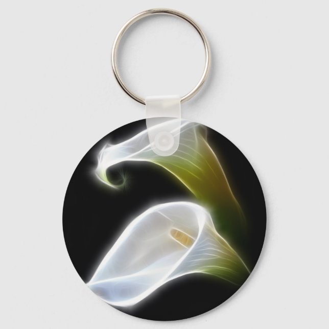 Elegant Calla Lily Flowers 4 Modern Keychain (Front)