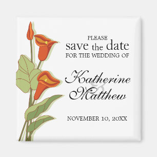 Elegant Calla Lily In Orange Save The Date Magnet