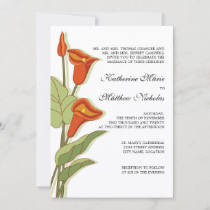 Elegant Calla Lily in Orange Wedding Invitation