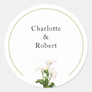 Elegant Calla Lily Personalized Classic Round Sticker