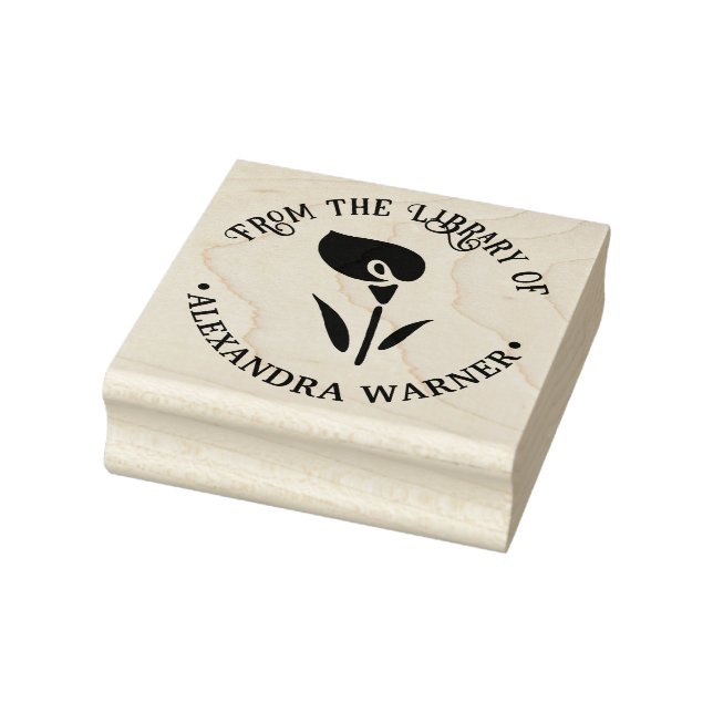 Elegant Calla Lily Silhouette Library Book Name Rubber Stamp (Stamp)