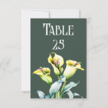 Elegant calla lily wedding table number card<br><div class="desc">A wedding table number card featuring calla lilies.</div>