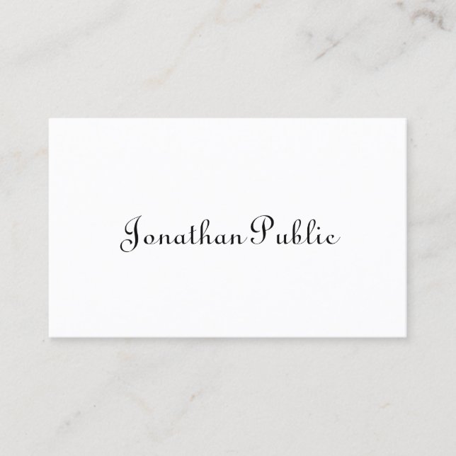 Elegant Calligraphed Script Minimalist Template Business Card (Front)