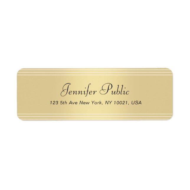 Elegant Calligraphed Script Modern Faux Gold Sleek (Front)