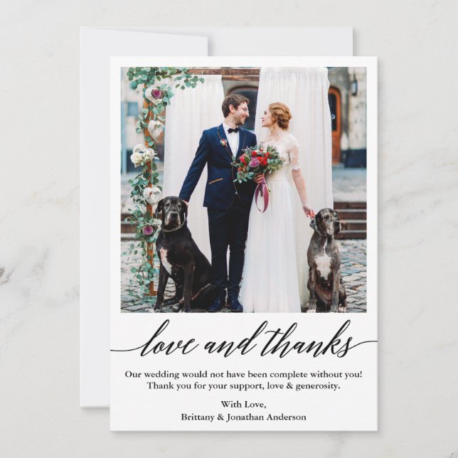 Élégant Calligraphie Script amour Merci Mariage (Devant)