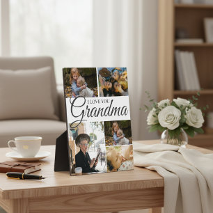 Elegant Calligraphy 5-Photo Collage Mother's Day  Plaque