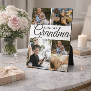 Elegant Calligraphy 5-Photo Collage Mother's Day  Plaque