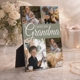 Elegant Calligraphy 5-Photo Collage Mother's Day Plaque