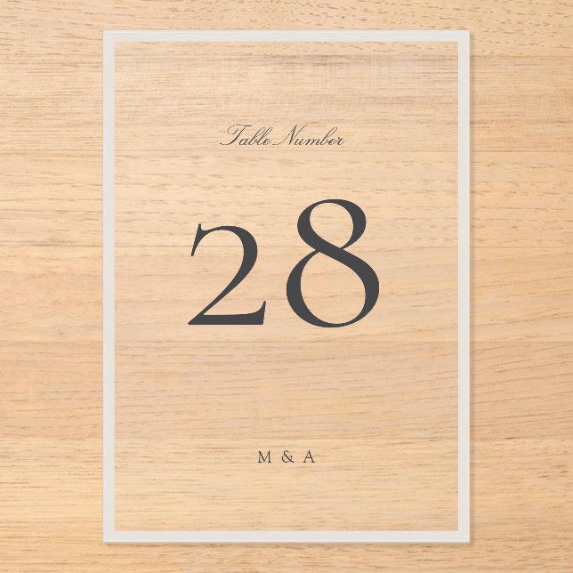 Elegant Calligraphy 5 x 7 Acrylic Table Numbers (Front)