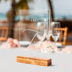 Elegant Calligraphy Acrylic Sign Table Number Two