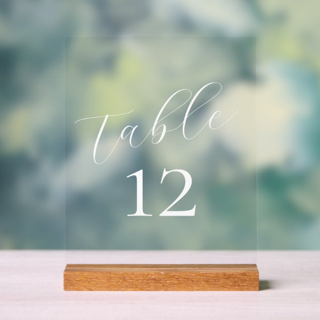 Elegant Calligraphy Acrylic Wedding Table Numbers Acrylic Sign (Neutral)